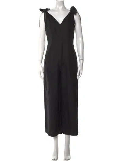Pre-owned Kate Spade Silk V-neck Jumpsuit In Black