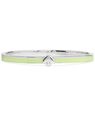 Kate Spade Silver Plated Thin Enamel Bangle Bracelet In Green