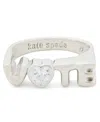 Kate Spade Silver-tone Cubic Zirconia Heart Vote Signet Ring In Clear,silv