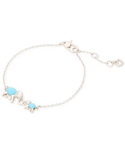 Kate Spade Silver-tone Mama Elephant Stone Charm Bracelet In Clear,silv