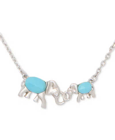 Kate Spade Silver-tone Mama Elephant Stone Pendant Necklace, 16" + 3" Extender In Clear,silv