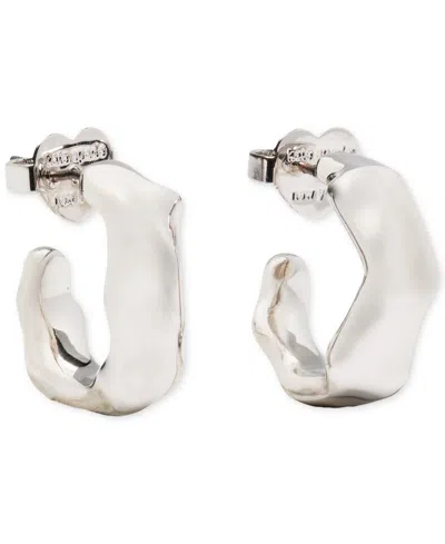 Kate Spade Silver-tone Molten Hoop Earrings In White