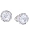 Kate Spade Silver-tone Pave & Large Crystal Round Stud Earrings In Metallic