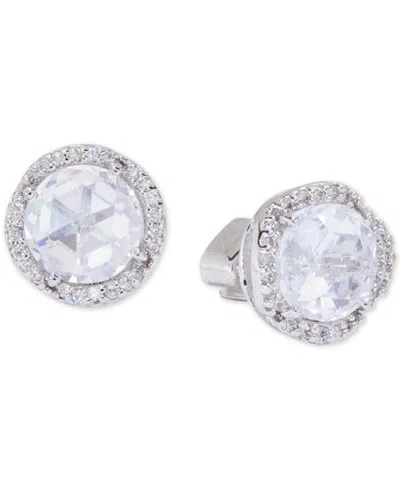 Kate Spade Silver-tone Pave & Large Crystal Round Stud Earrings In Metallic