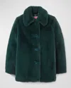 Kate Spade Single-breasted Faux Fur Jacket In Green