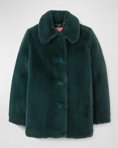 Kate Spade Single-breasted Faux Fur Jacket In Green