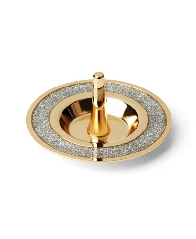 Kate Spade Sitting Pretty Pink Glitter Ring Dish In Metallic And Gold Plated