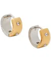 Kate Spade Set In Stone Chunky Huggies In Clear,two Tone