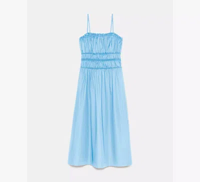 Kate Spade Smocked Strapless Midi Dress In Blue