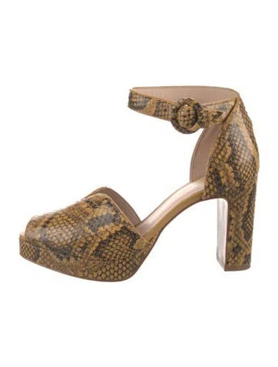 Pre-owned Kate Spade Snakeskin Animal Print D'orsay Pumps In Brown