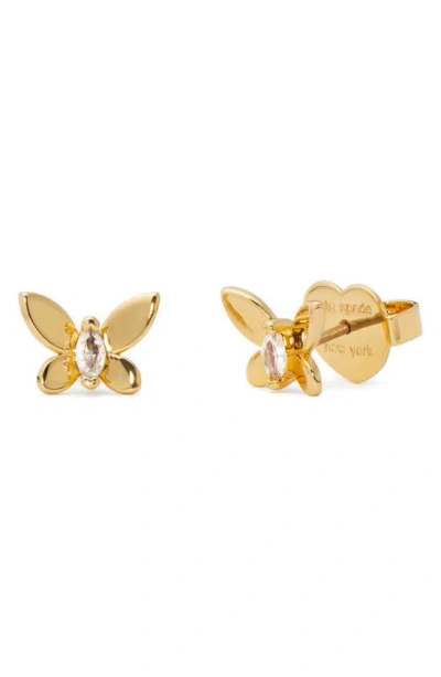 Kate Spade New York Social Butterfly Mini Stud Earrings In Clear,gold