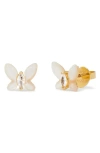 Kate Spade New York Social Butterfly Mini Stud Earrings In Cream/gold/crystal