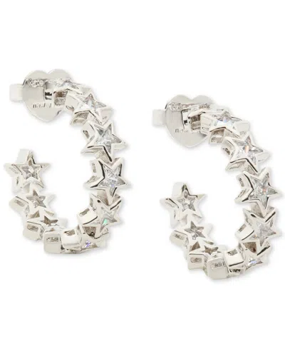 Kate Spade Space Cadet Cubic Zirconia Star C-hoop Huggies Earrings In Silver