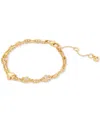 Kate Spade Spade Charm & Cubic Zirconia Double Chain Bracelet In Gold.