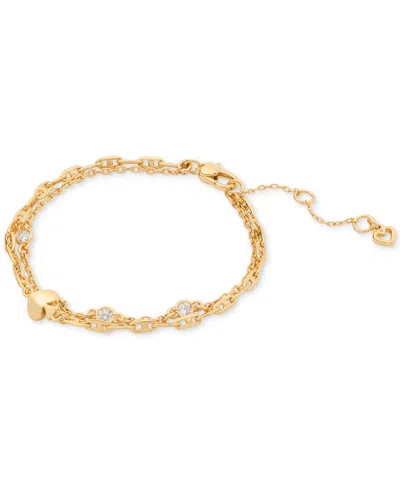 Kate Spade Spade Charm & Cubic Zirconia Double Chain Bracelet In Gold.
