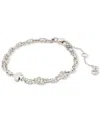 Kate Spade Spade Charm & Cubic Zirconia Double Chain Bracelet In Silver