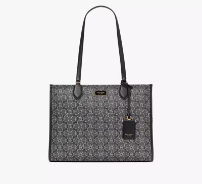 Kate Spade Spade Flower Coated Canvas Large Market Tote In Black