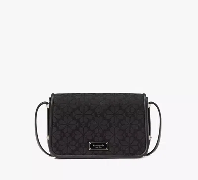 Kate Spade Spade Flower Jacquard Small Flap Crossbody In Black