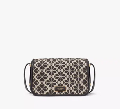 Kate Spade Spade Flower Jacquard Small Flap Crossbody In Sand