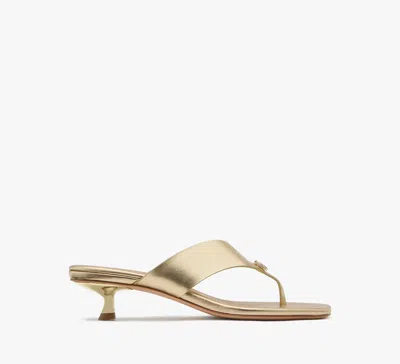 Kate Spade Spade Flower Kitten Heel Sandals In Pale Gold