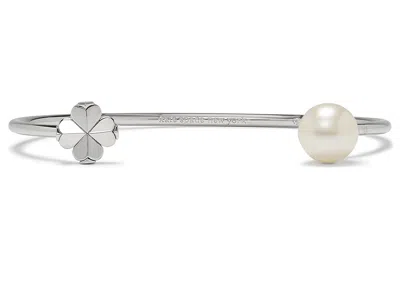 Kate Spade Spade Flower Pearl Cuff In Metallic