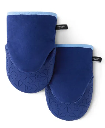 Kate Spade Spade Flower Soft Silicone Mini Mitt Set, 5.5" X 8" In Blue