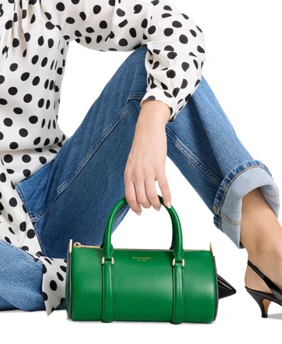 Kate Spade Spade Icon Small Leather Barrel Bag In Watercress