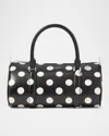 Kate Spade Spade Icon Small Polka Dot Leather Barrel Top-handle Bag In Black Multi.