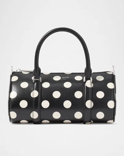 Kate Spade Spade Icon Small Polka Dot Leather Barrel Top-handle Bag In Black Multi.