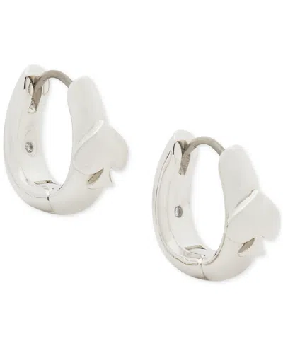 Kate Spade Spade Oval Huggie Hoop Earrings In Silver
