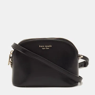 Pre-owned Kate Spade Spencer Black Leather Dome Crossbody Bag
