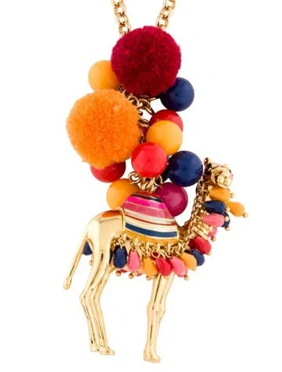 Pre-owned Kate Spade Spice Things Up Camel Pendant Necklace, 34.5" In Multi