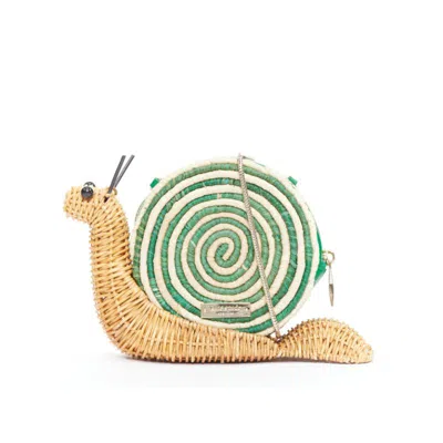Pre-owned Kate Spade Spring Forward Wicker Snail Raffia Straw Rattan Crossbody Clutch In Sand