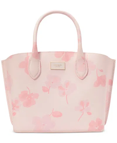Kate Spade Spring Pansies Suite Leather Tote Bag In Blush Cloud Multi