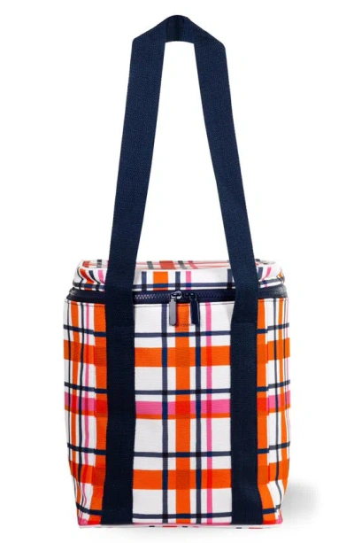 Kate Spade Spring Plaid Wine Cooler Bag In Orange/ Navy Multi