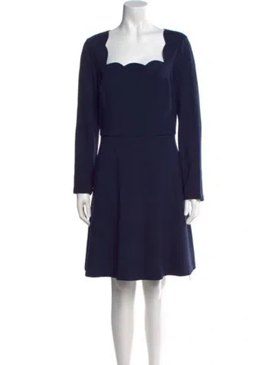 Pre-owned Kate Spade Square Neckline Knee-length Dress In Blue