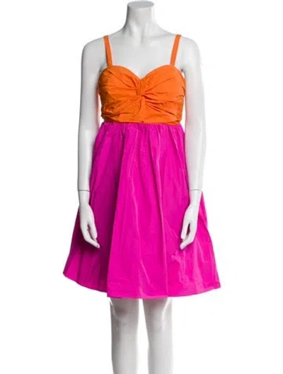Pre-owned Kate Spade Square Neckline Knee-length Dress In Pink