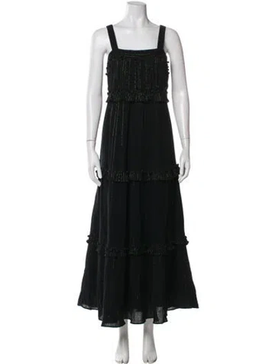 Pre-owned Kate Spade Square Neckline Long Dress In Black