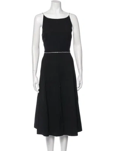 Pre-owned Kate Spade Square Neckline Midi Length Dress In Black