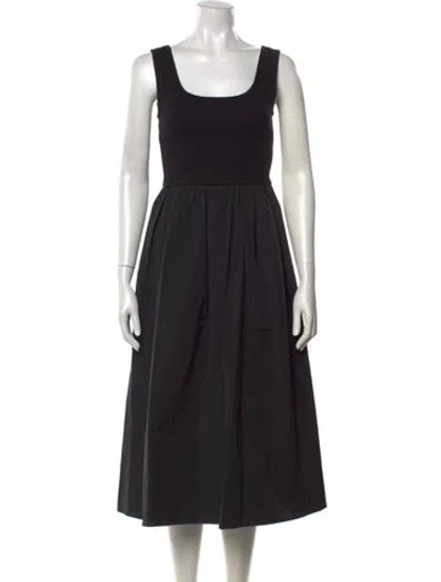 Pre-owned Kate Spade Square Neckline Midi Length Dress In Black