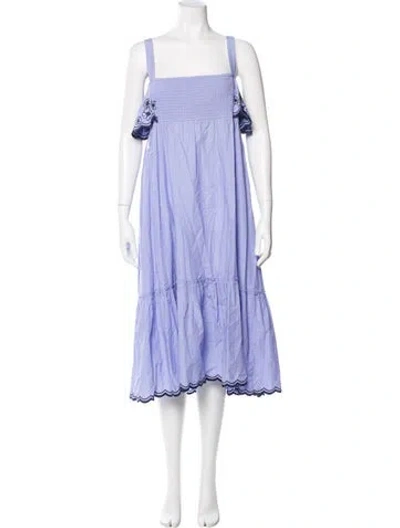 Pre-owned Kate Spade Square Neckline Midi Length Dress In Blue