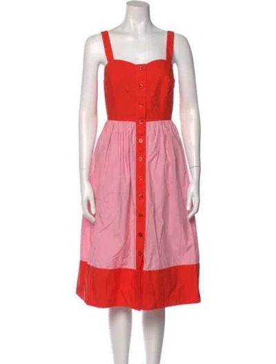 Pre-owned Kate Spade Square Neckline Midi Length Dress In Pink