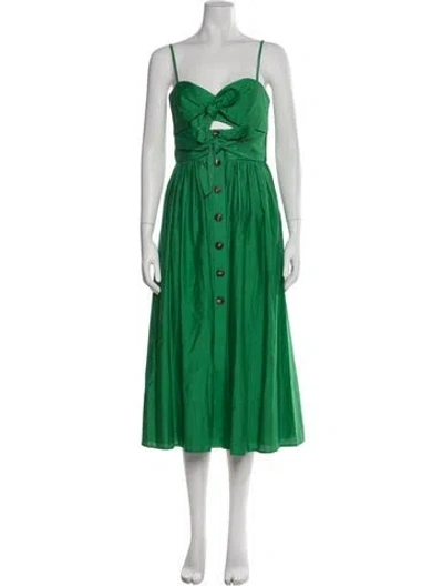 Pre-owned Kate Spade Square Neckline Midi Length Dress W/ Tags In Green