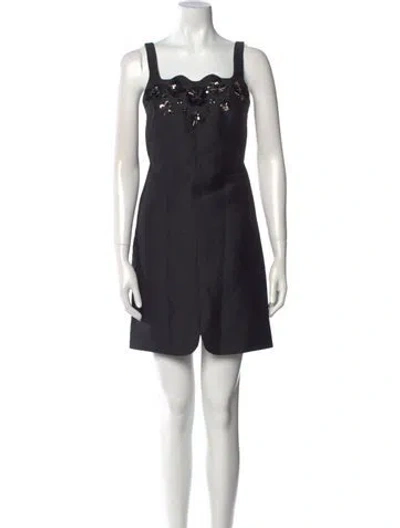 Pre-owned Kate Spade Square Neckline Mini Dress In Black