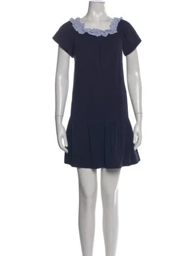 Pre-owned Kate Spade Square Neckline Mini Dress In Blue