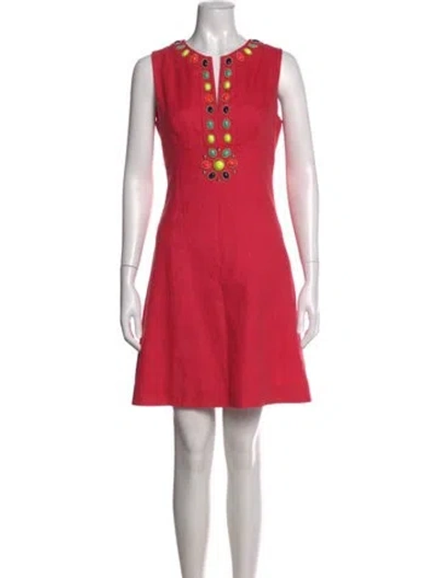 Pre-owned Kate Spade Square Neckline Mini Dress In Pink