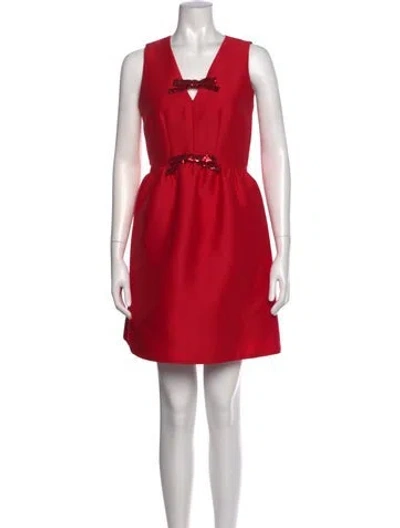 Pre-owned Kate Spade Square Neckline Mini Dress In Red