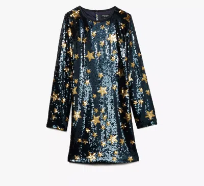 Kate Spade Starlight Sequin Shift Dress In Blazer Blue/gold