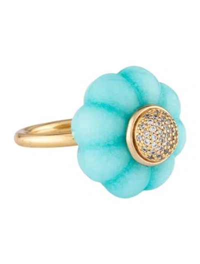Pre-owned Kate Spade Stone & Crystal Confection Pave Cake Cocktail Ring In Clear