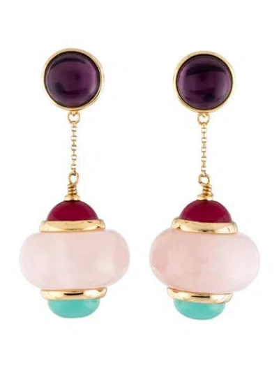 Pre-owned Kate Spade Stone & Resin Drop Earrings In Multi